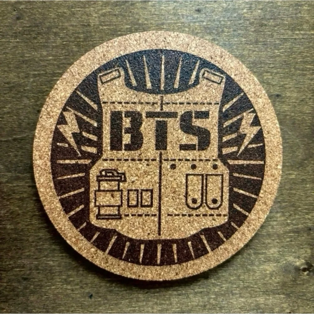 BTS Laser Engraved Cork Coasters Lot of 5